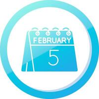 5th of February Solid Blue Gradient Icon vector