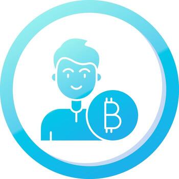 bitcoin sólido azul degradado icono vector
