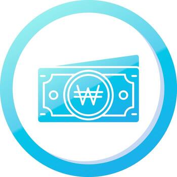 won sólido azul degradado icono vector
