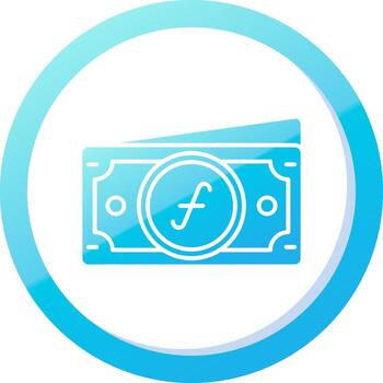 florín sólido azul degradado icono vector
