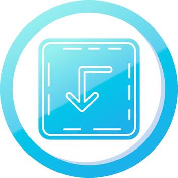giro abajo sólido azul degradado icono vector