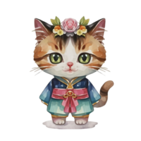 ai généré mignonne chat portant costume png