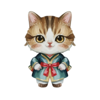 ai généré mignonne chat portant costume png