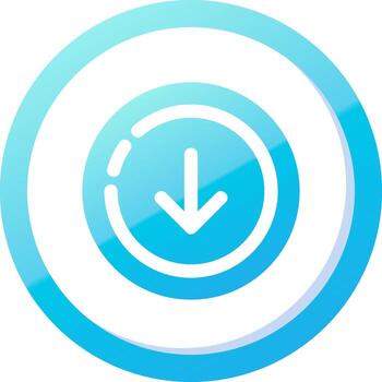 abajo sólido azul degradado icono vector
