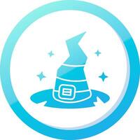 bruja sombrero sólido azul degradado icono vector