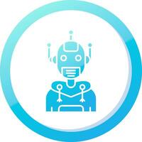 robot sólido azul degradado icono vector