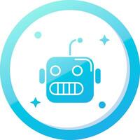 robot sólido azul degradado icono vector