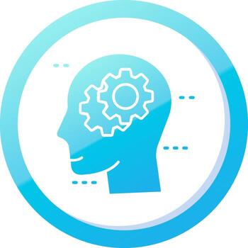pensando sólido azul degradado icono vector