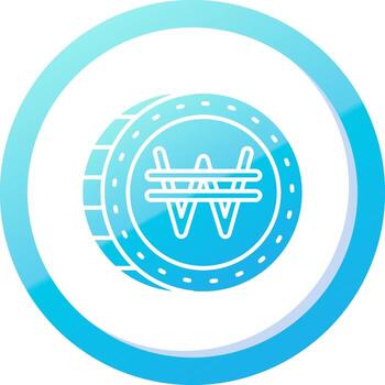 won sólido azul degradado icono vector