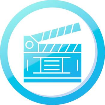 Clapperboard Solid Blue Gradient Icon vector
