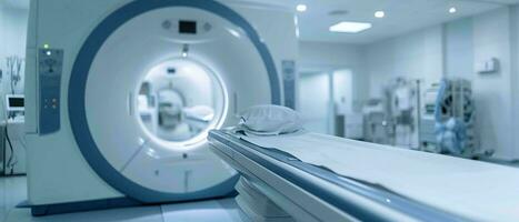 AI generated advanced MRI or CT scan medical diagnosis machine at hospital lab photo