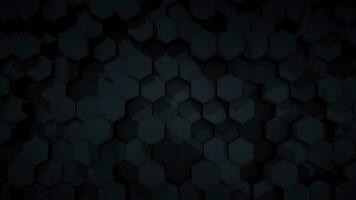 Top view of abstract hexagonal rods moving up and down chaotically, seamless loop. Animation. Dark blue geometrical figures stacked in rows. photo