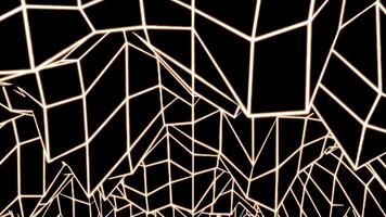 Abstract moving transformed neon grid on a black background. Design. Visualization of hilly path with mountain silhouettes. photo