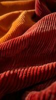 AI generated two different styles of red corduroy fabric photo