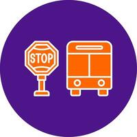 Bus Stop Line Filled Circle Icon vector