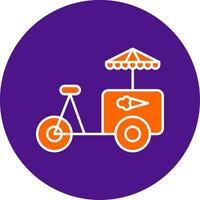 Ice Cream Cart Line Filled Circle Icon vector