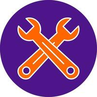 Cross Wrench Line Filled Circle Icon vector