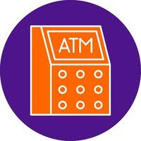 Atm Machine Line Filled Circle Icon vector