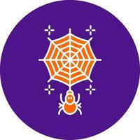 Spiderweb Line Filled Circle Icon vector