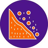 Snowslide Line Filled Circle Icon vector