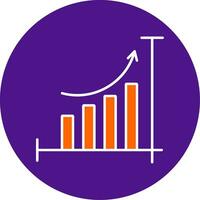 Bar Chart Line Filled Circle Icon vector