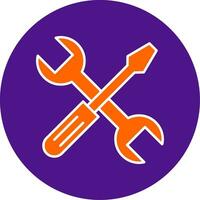 Cross Wrench Line Filled Circle Icon vector