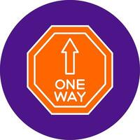 One Way Line Filled Circle Icon vector