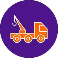Tow Truck Line Filled Circle Icon vector