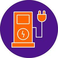 Electric Charge Line Filled Circle Icon vector