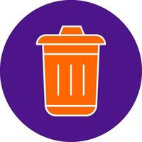 Dustbin Line Filled Circle Icon vector