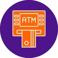 Atm Machine Line Filled Circle Icon vector