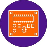 tarjeta de circuito impreso tablero línea lleno circulo icono vector