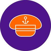 Captain Hat Line Filled Circle Icon vector