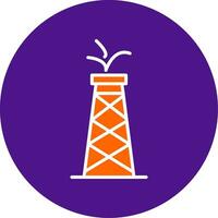 Oil Tower Line Filled Circle Icon vector
