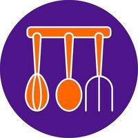 Kitchen Utensils Line Filled Circle Icon vector