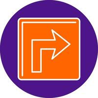 Turn Right Line Filled Circle Icon vector