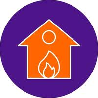 Burning House Line Filled Circle Icon vector