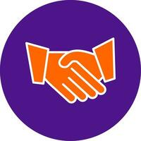 Hand Shaking Line Filled Circle Icon vector