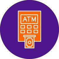 Atm Machine Line Filled Circle Icon vector