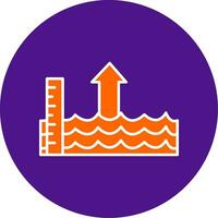 Sea Level Rise Line Filled Circle Icon vector