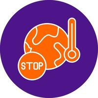 Stop Global Warming Line Filled Circle Icon vector