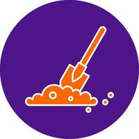 Shovel In Soil Line Filled Circle Icon vector