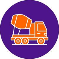 Concrete Mixer Truck Line Filled Circle Icon vector