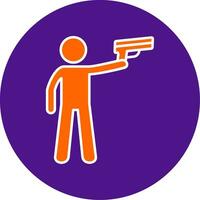 Policeman Holding Gun Line Filled Circle Icon vector