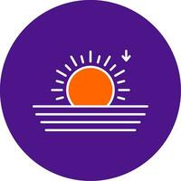 Sunset Line Filled Circle Icon vector