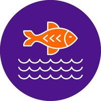 Fish Line Filled Circle Icon vector