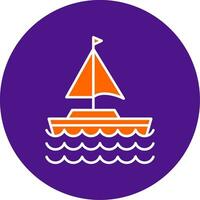 Sail Boat Line Filled Circle Icon vector