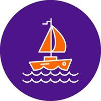 Yacht Line Filled Circle Icon vector