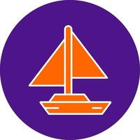 Small Yacht Line Filled Circle Icon vector