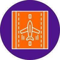 Landing Airplane Line Filled Circle Icon vector